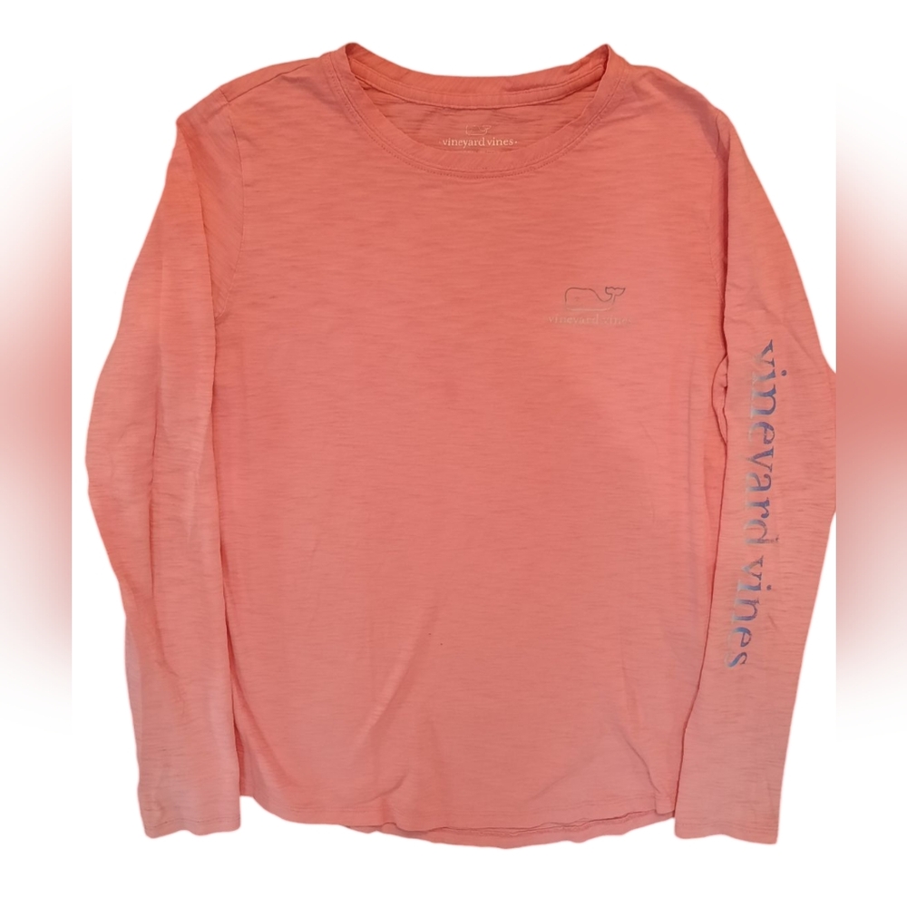 Vineyard Vines T-Shirt Womans XS Coral Long Sleeve Lightweight Casual Animal